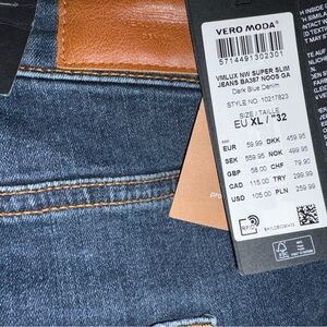 Vero Moda Dark Blue Denim Mid Rise Skinny Jeans